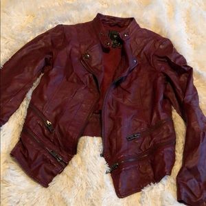 Guess red leather jacket